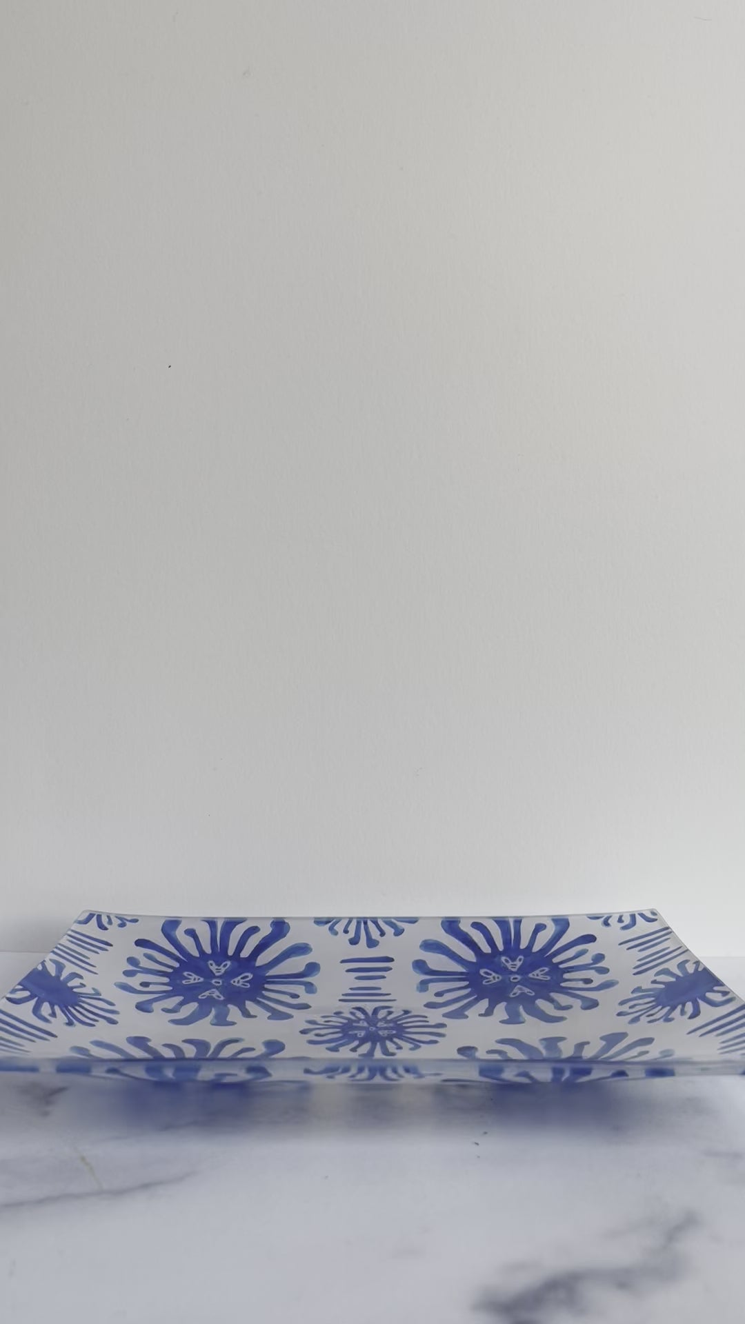 Light Blue/Off White Ikat Rectangular Trinket Tray