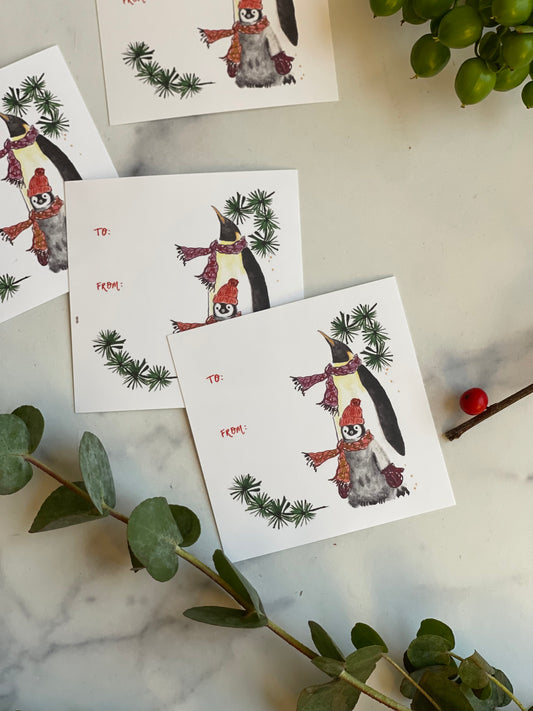 Holiday Penguin Sticker Gift Tag (S/10)